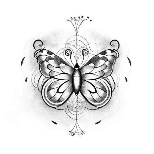 A Music Note Intertwined With A Butterfly