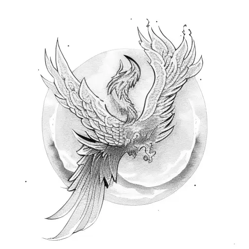 Phoenix With Open Wingd