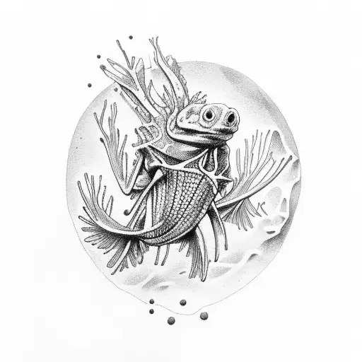 Axolotl With Half Skeleton