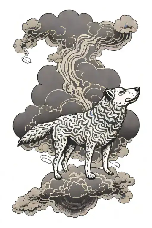 Hokkaido Dog Standing On A Thundercloud