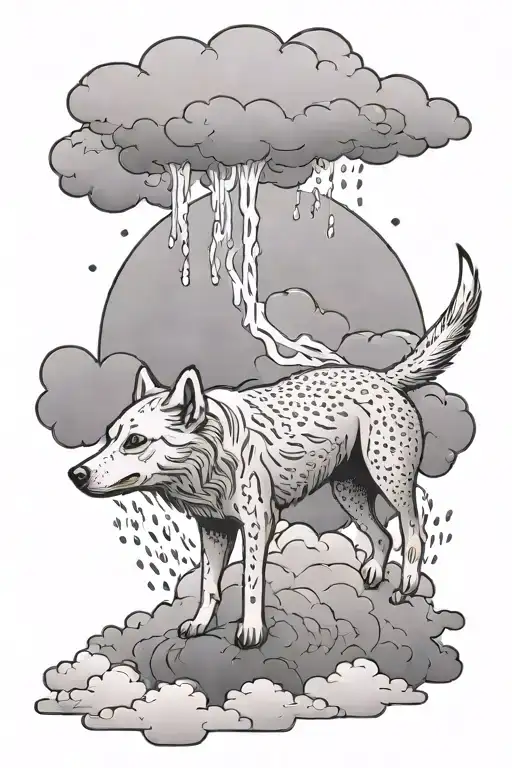Hokkaido Dog Standing On A Thundercloud