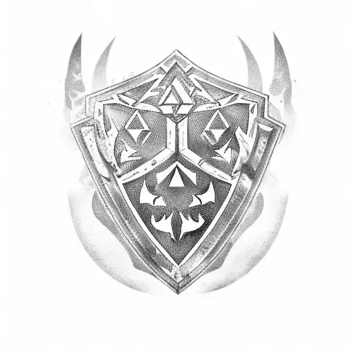 Shark With Zelda Triforce And Fc Barcelona Shield