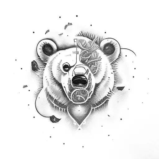 Dead Polar Bear Growing Large Mushrooms