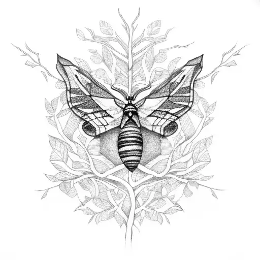 Cotton Moth With Branches Around It