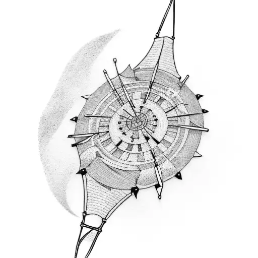 A Dotwork Tattoo Of A Book With Archery Arrows Forming The Pages