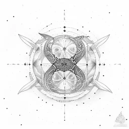 A Pisces Constellation With Intricate Dotwork