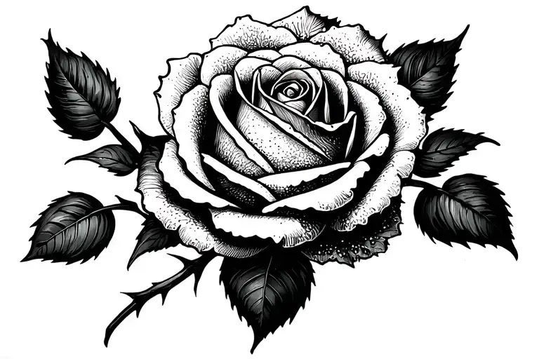 A Rose With Thorns And A Higanbana Flower