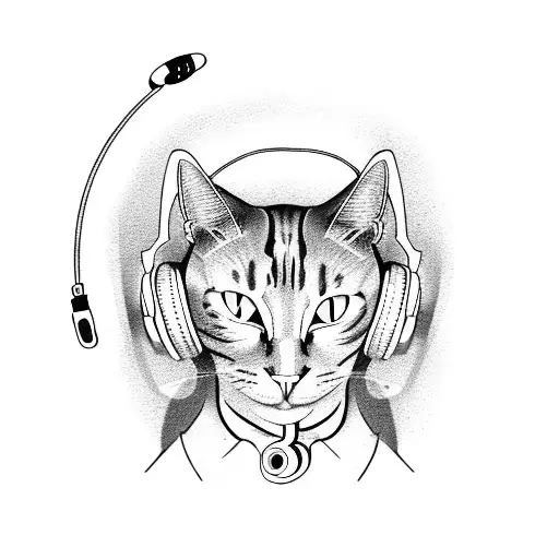 A Cat Wearing Headphones And Surrounded By Musical Notes