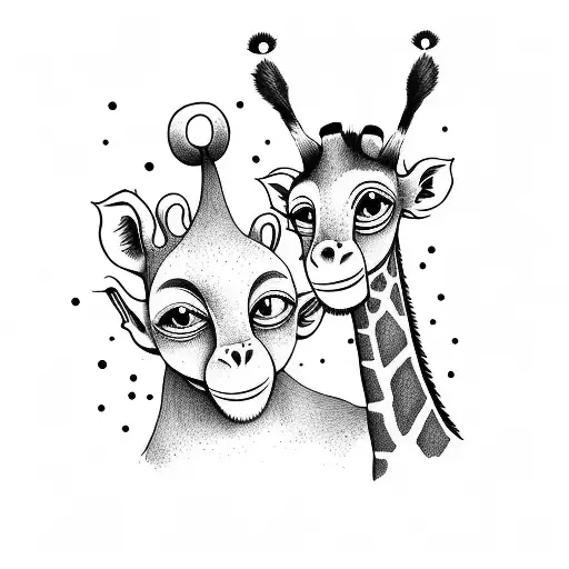 Monkey And Giraffe Friendship