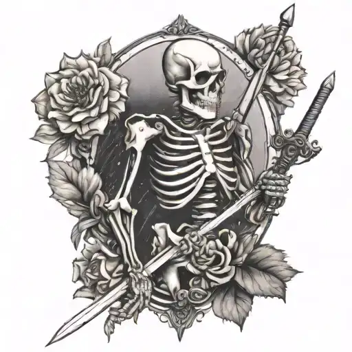 Skeleton In Dates With Sword