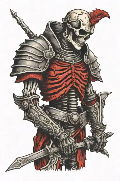 Skeleton In Armor With Red Color