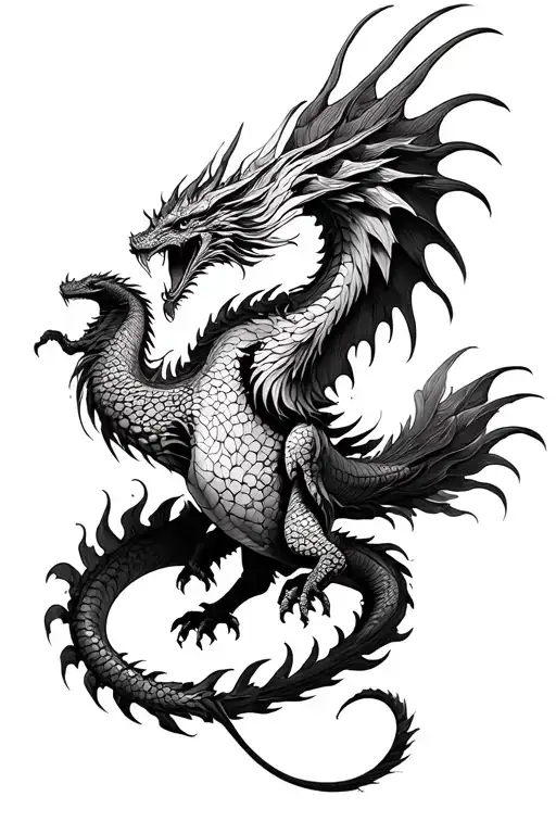 Phoenix Struggle With Dragon