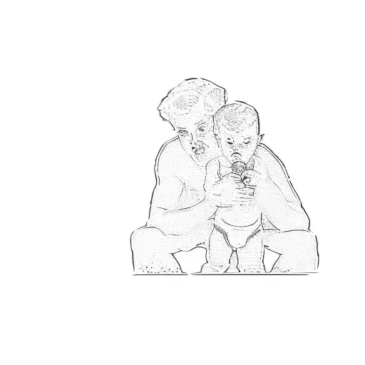 A Man And A Baby In The Water