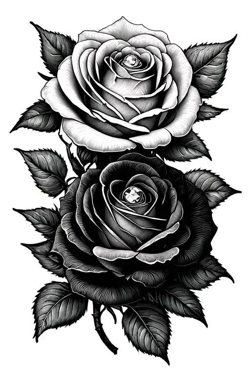 Three Roses With Precious Jewels