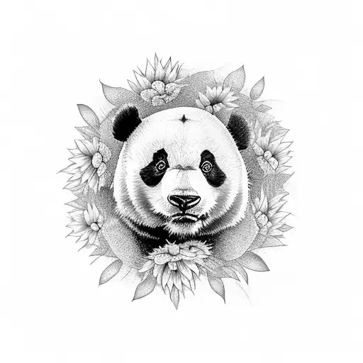 Panda Con Girasoles