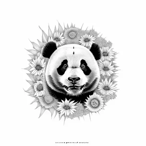 Panda Con Girasoles