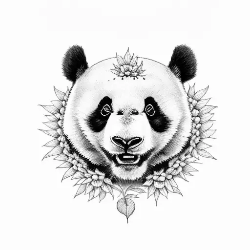 Panda Cubierto De Girasoles