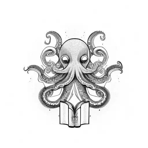 An Intricate Octopus Reading A Book Under A Shining Sun