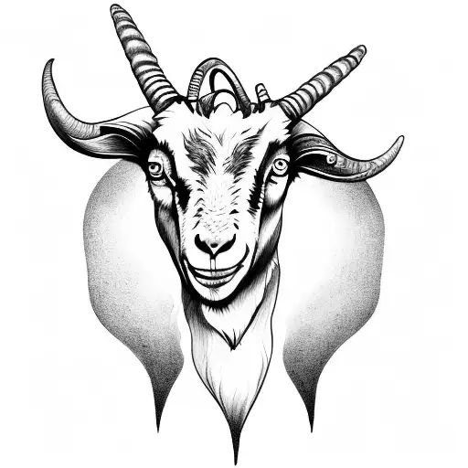 Demonic Goat With Horn And Sun
