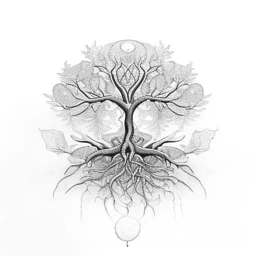 An Intricate Design Of Intertwining Branches And Leaves Forming A Sacred Water Source