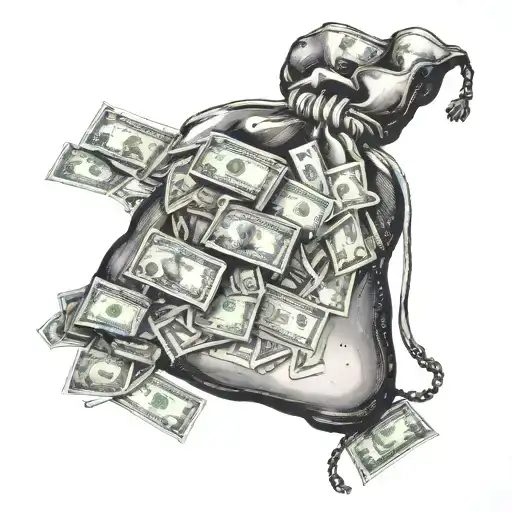 A Detailed Money Bag Overflowing With Cash