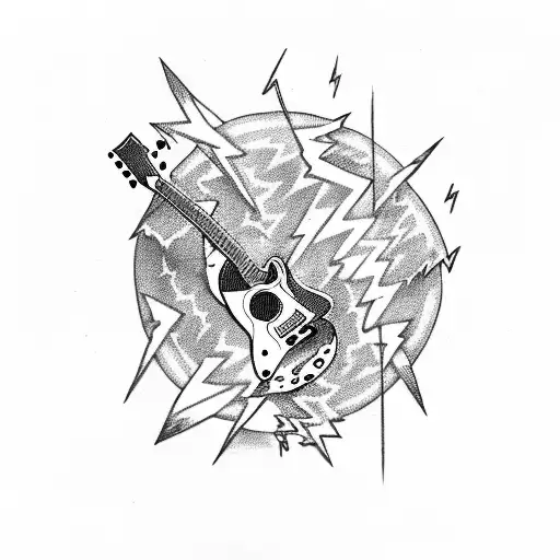 A Guitar Hero Playing A Guitar With Lightning Bolts Coming Out Of The Strings