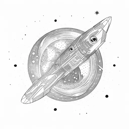 A Spaceship Flying Through A Galaxy Filled With Stars