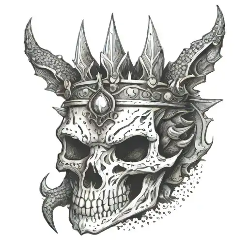 Dragon Skull Wearing A Crown