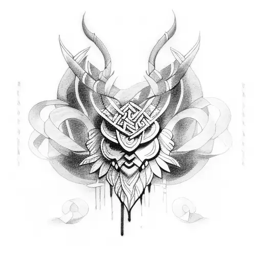 A Tattoo Design Inspired By Nordic Mythology And Muay Thai In A Dotwork Style