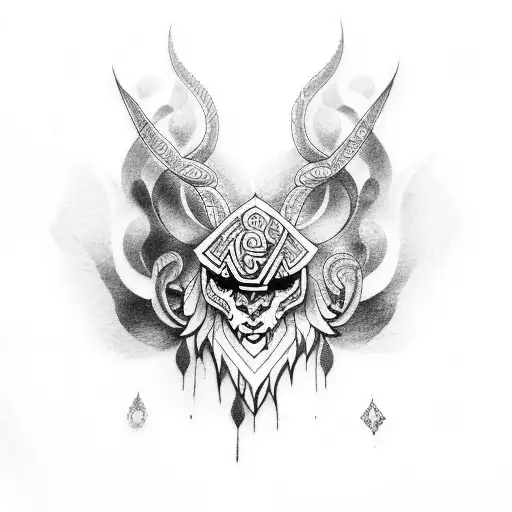A Tattoo Design Inspired By Nordic Mythology And Muay Thai In A Dotwork Style