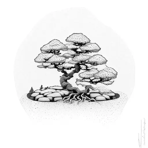 Bonsai Tree Growing Out Of Cliff