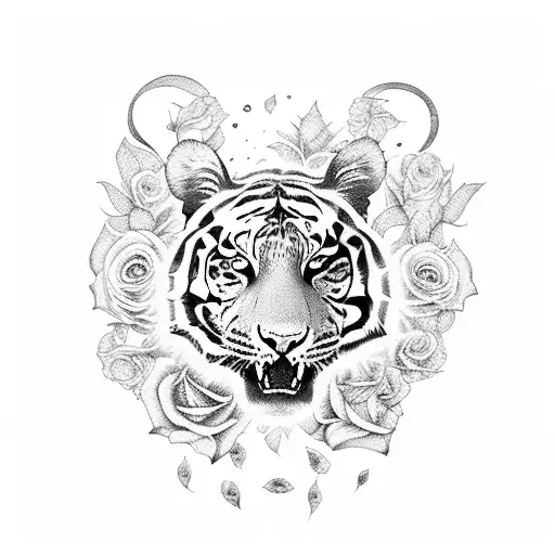 A Silhouette Of A Runner With A Tiger And Roses Incorporated Into The Design
