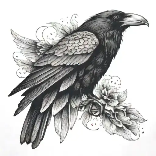 Raven On Shoulder With Wings