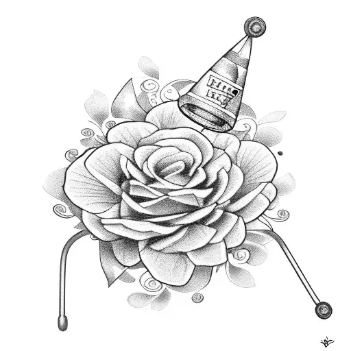 An Intricate Tattoo Of A Nurse's Cap And A Stethoscope Intertwined With A Beautiful Floral Pattern