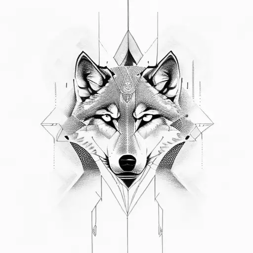 Binary Code Intertwined With Wolf Silhouette