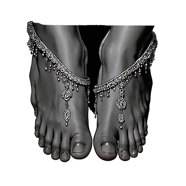 Anklet Bracelet Tattoo That Connects To Toe Very Feminie And Pretty