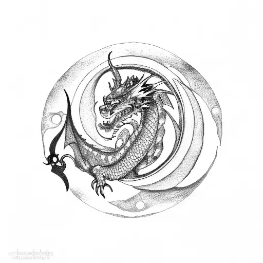 Dragon And Crescent Moon