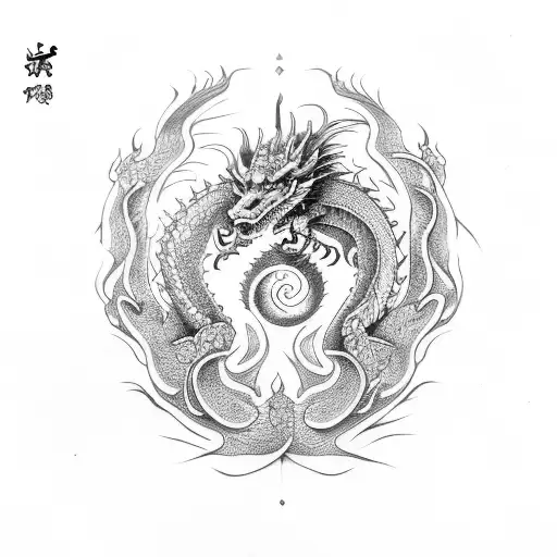 Dragon With Yin Symbol
