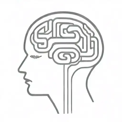 A Simple Minimalist Line Drawing Of A Brain As An Elaborate Maze With Offshoots