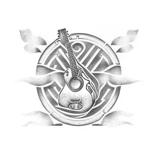 Country Music Logo With Label And A Guitar As Basis