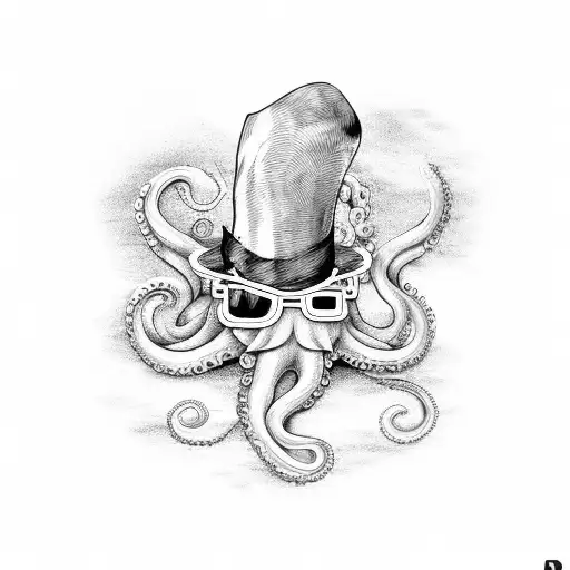 Octopus With Top Hat And Welding Glasses