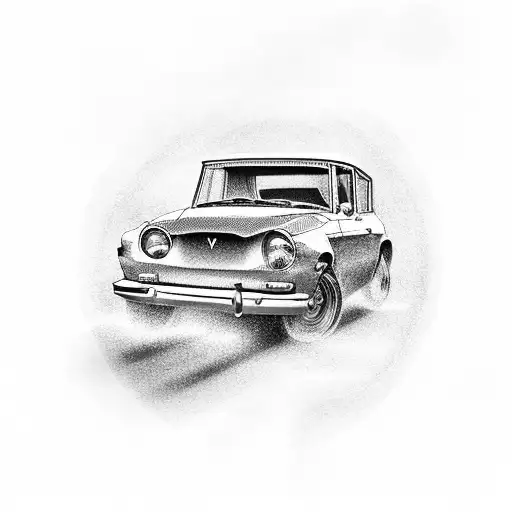 A Vintage Car Driving Through A Battlefield