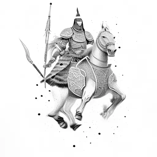 Fierce Mongolian Warrior On A Horse