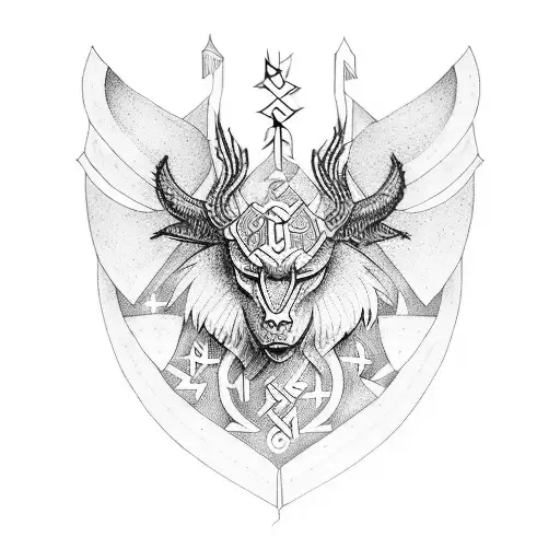Create A Tattoo Design Inspired By Nordic Mythology And Incorporate Coding Symbols