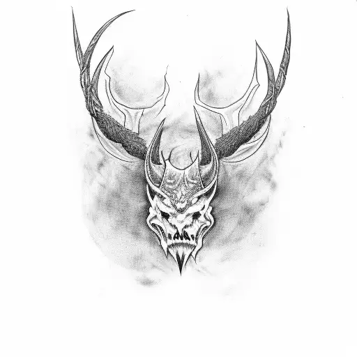 Short Dagger With Horns And Leather Handle