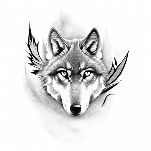 A Gothic-inspired Tattoo Depicting A Sewing Needle Transforming Into A Wolf