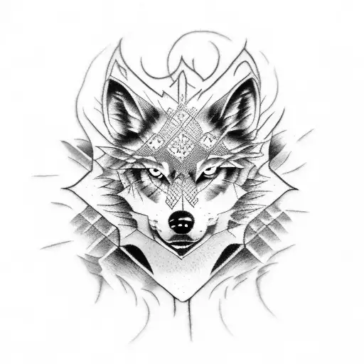 A Gothic-inspired Tattoo Depicting A Sewing Needle Transforming Into A Wolf