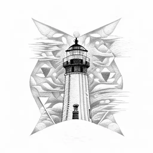Realistic Lighthouse With Nautical And Geometric Features