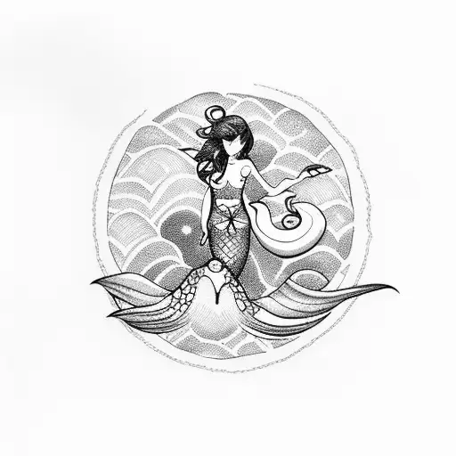 A Mermaid Holding A Plate Of Sushi