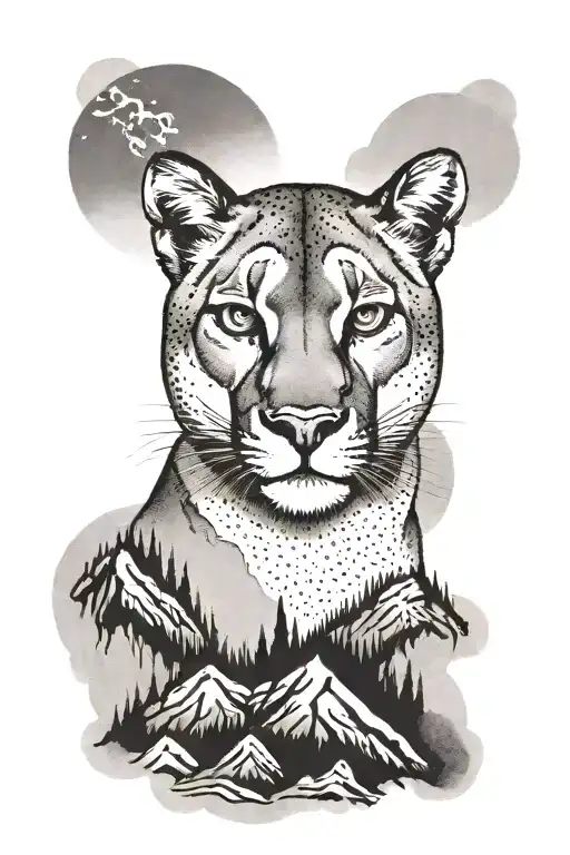 Protective Mountain Lion In Front Of A Mountain Like Coming Out Of It And Protecting Me